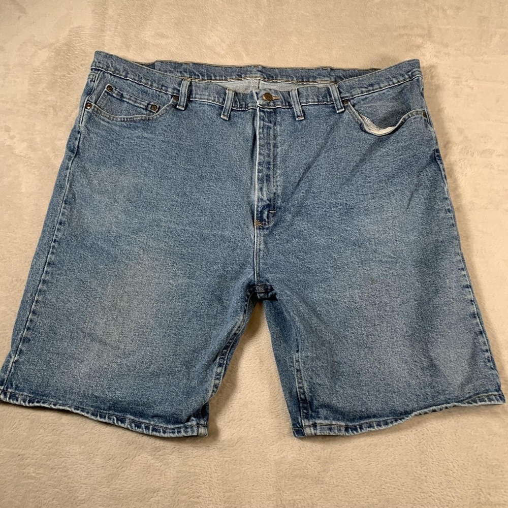 Wrangler Shorts Mens 48 Blue Denim Relaxed Fit 5‎ Pocket Casual Jean Cutoff